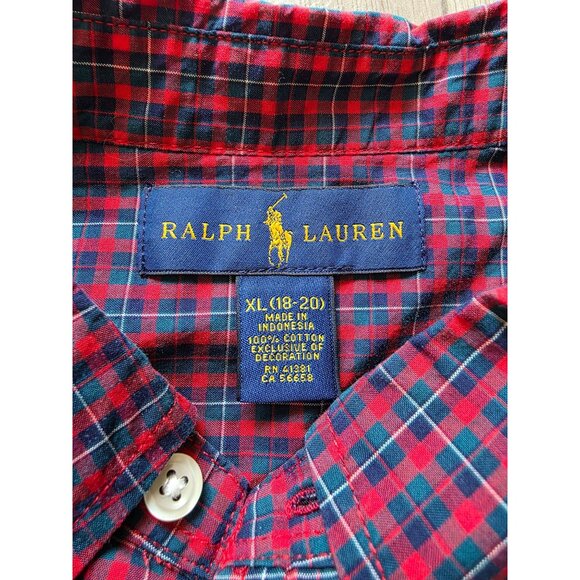 Ralph Lauren Red & Blue Plaid Long Sleeve Button-Down Shirt XL - Picture 5 of 8